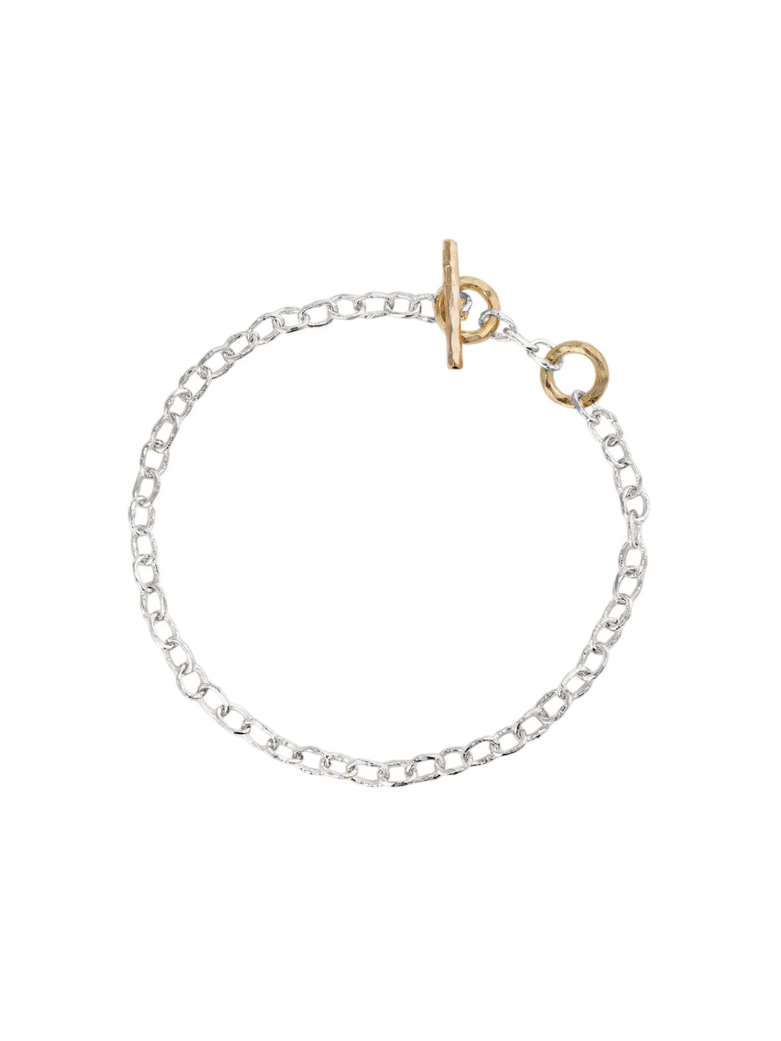 T - chain mini - bracelet in silver and 18k yellow gold, 16-18 cm.